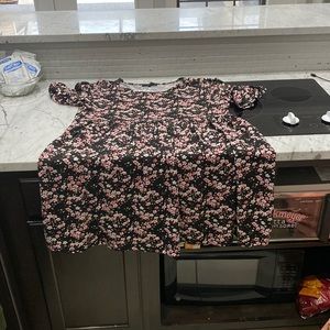 Vibe sportswear Black in floral pattern baby doll mini dress